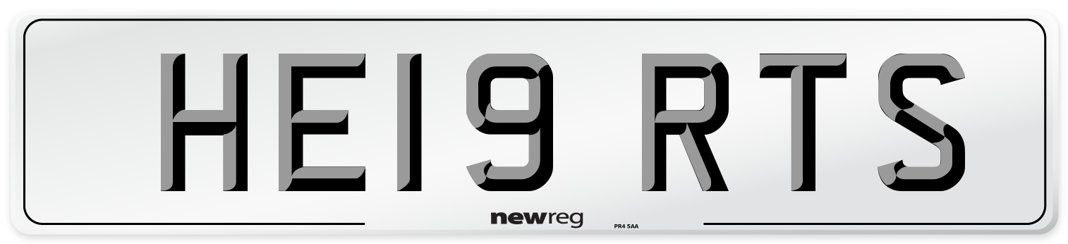 HE19 RTS Number Plate from New Reg